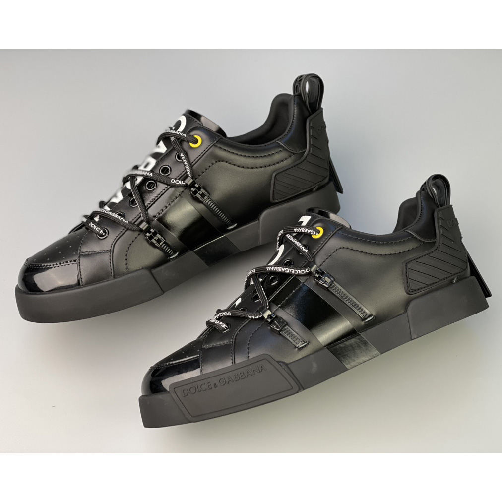Dolce & Gabbana Portofino Sneakers In Calfskin And Patent Leather - DopestKickz