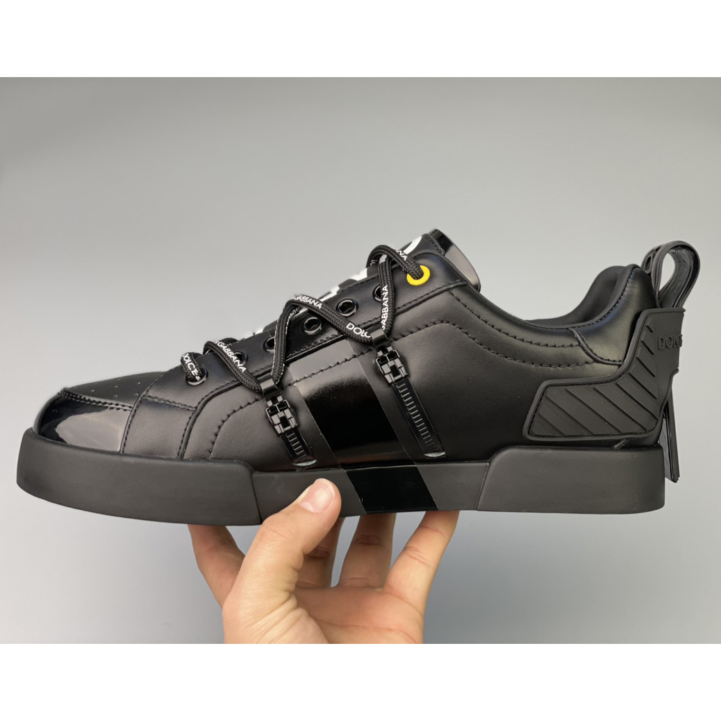 Dolce & Gabbana Portofino Sneakers In Calfskin And Patent Leather - DopestKickz