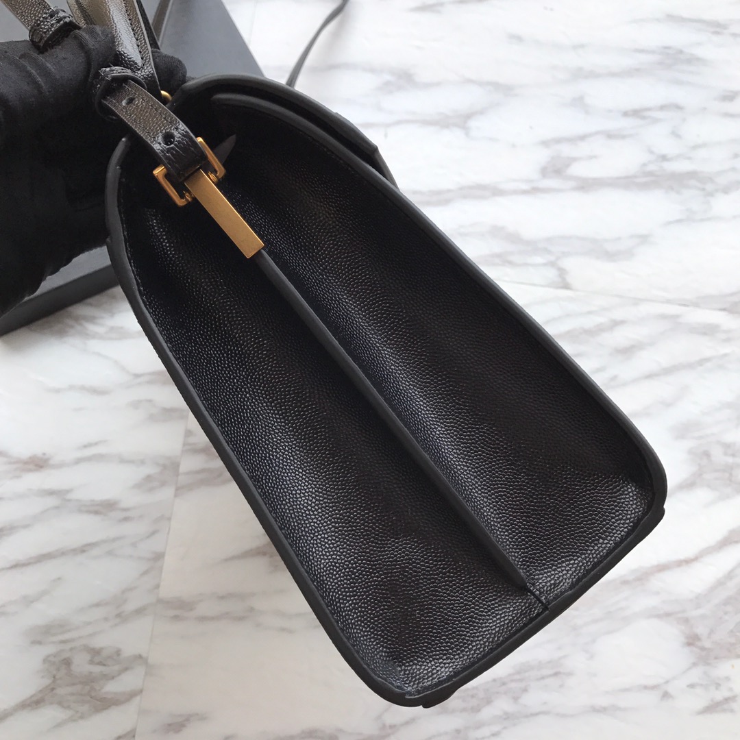 Saint Laurent Cassandra MIni Top Handle Bag In Grain De Poudre Embossed Leather - DopestKickz