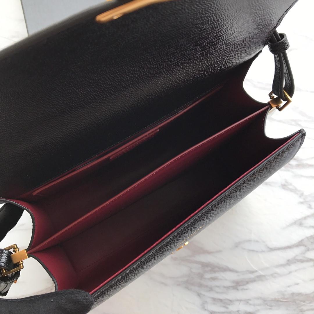 Saint Laurent Cassandra MIni Top Handle Bag In Grain De Poudre Embossed Leather - DopestKickz