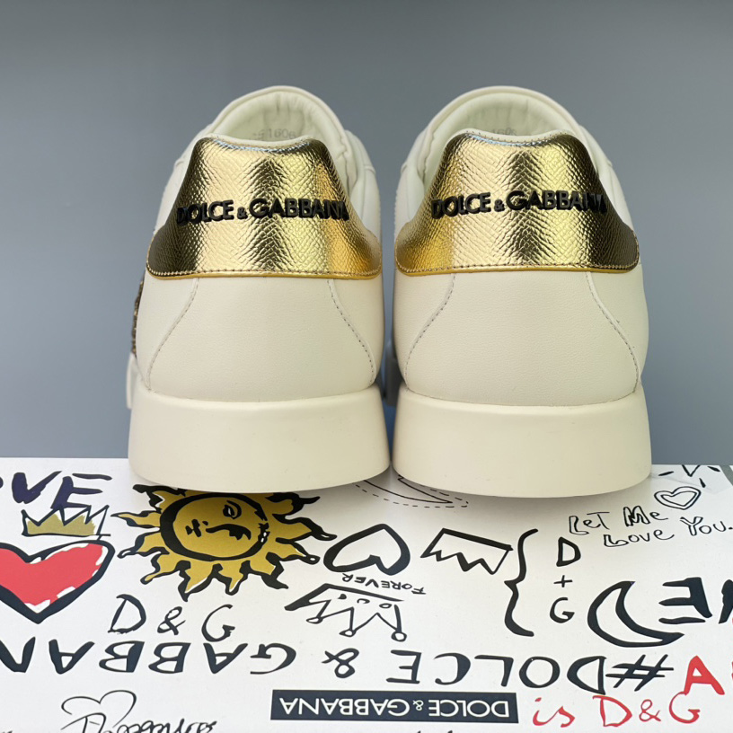 Dolce & Gabbana Calfskin Nappa Portofino Sneakers With Crown Patch - DopestKickz