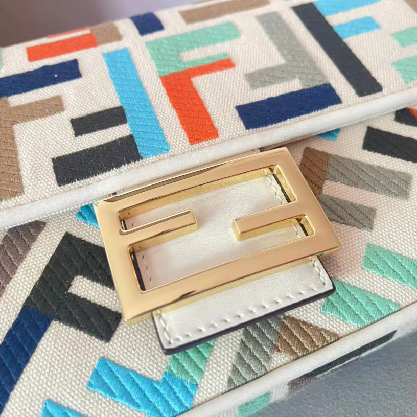 Fendi Baguette Multicolor Canvas Bag With FF Embroidery - DopestKickz