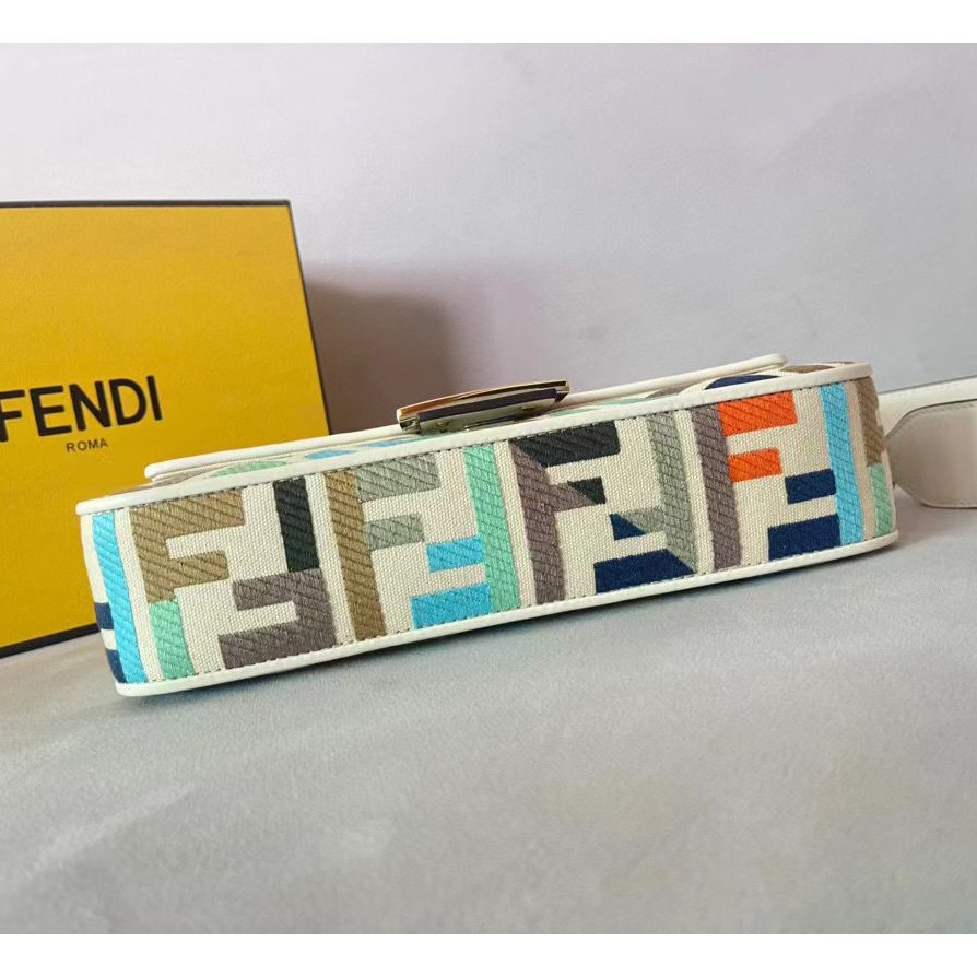 Fendi Baguette Multicolor Canvas Bag With FF Embroidery - DopestKickz