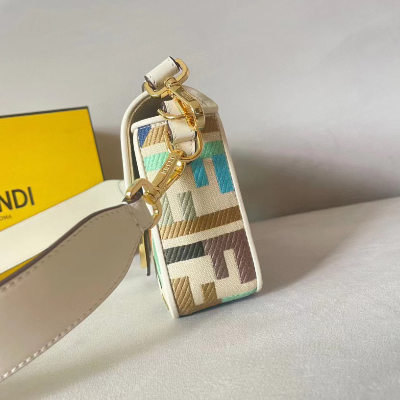 Fendi Baguette Multicolor Canvas Bag With FF Embroidery - DopestKickz