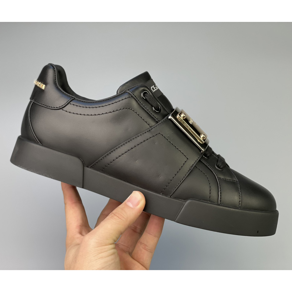 Dolce & Gabbana Calfskin Portofino Sneakers With Branded Tag - DopestKickz
