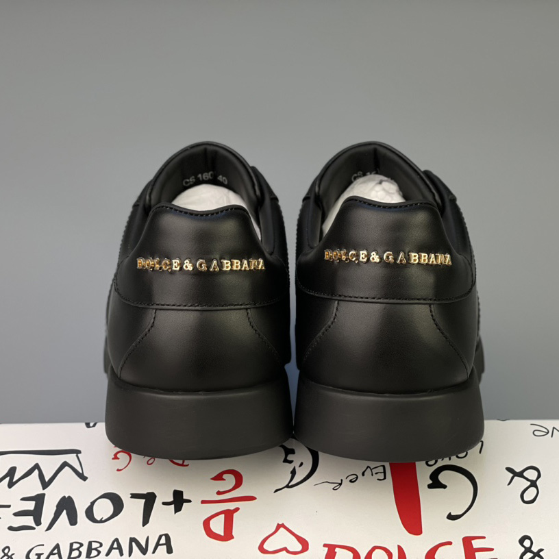 Dolce & Gabbana Calfskin Portofino Sneakers With Branded Tag - DopestKickz