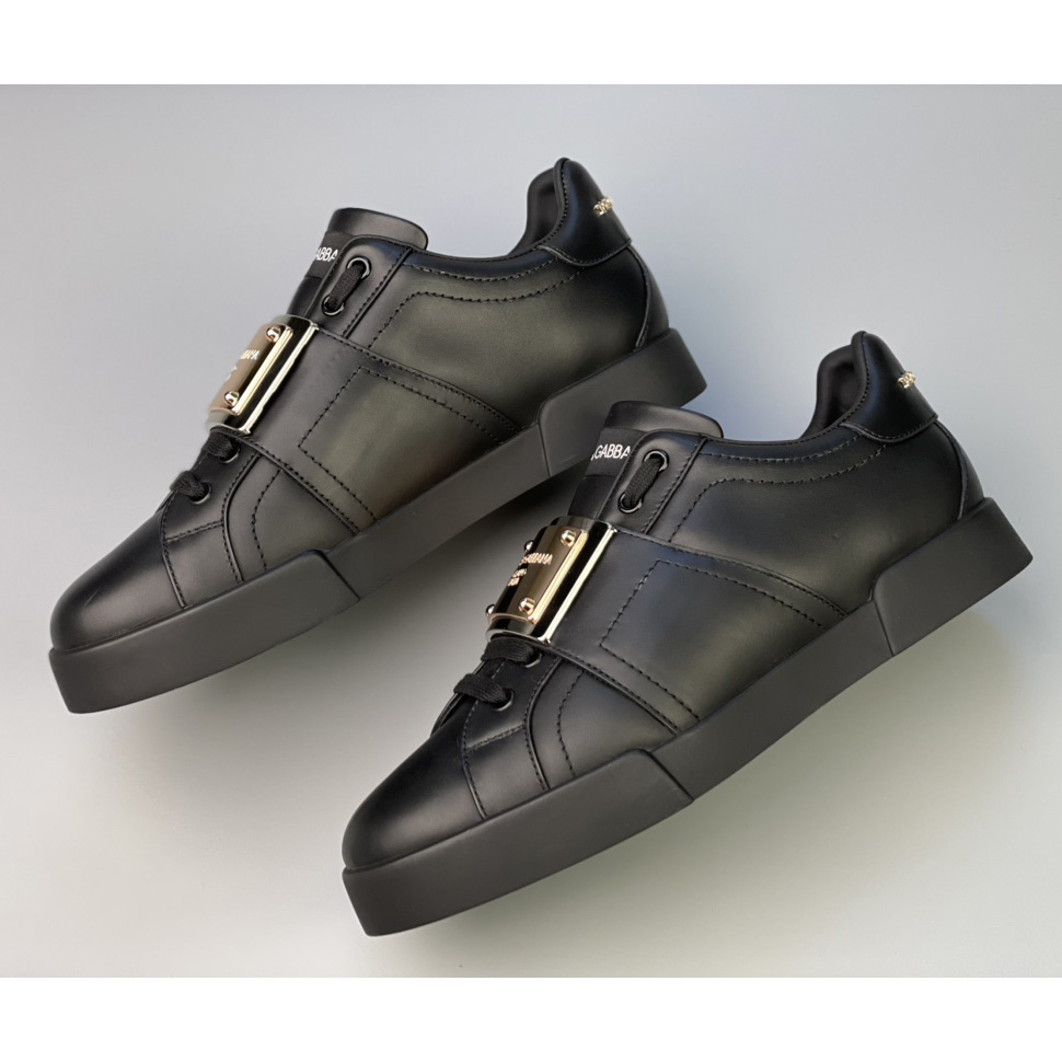 Dolce & Gabbana Calfskin Portofino Sneakers With Branded Tag - DopestKickz