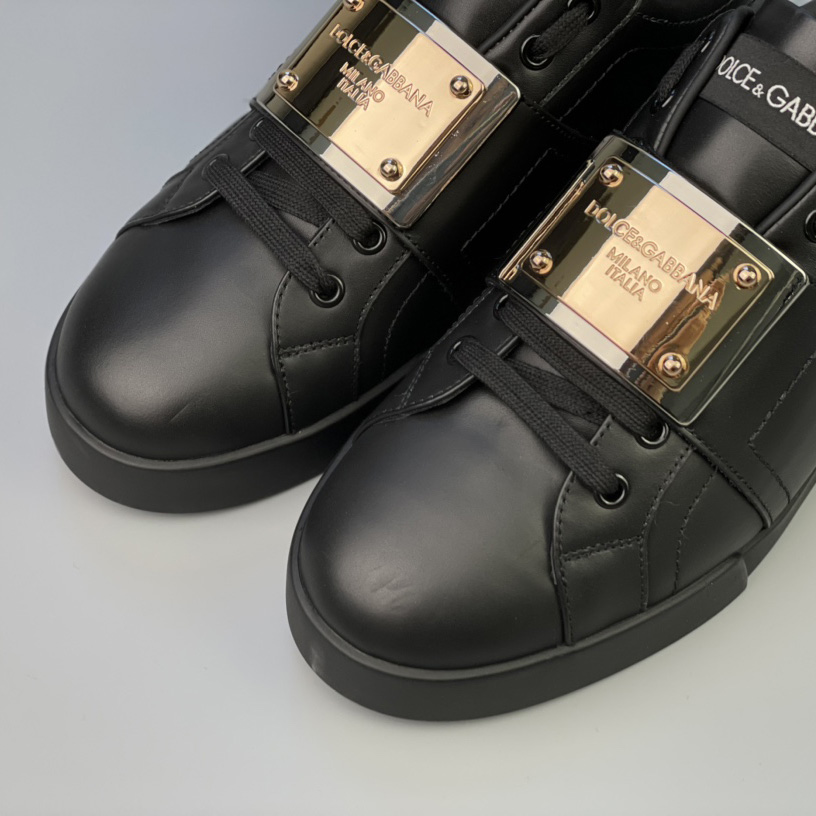 Dolce & Gabbana Calfskin Portofino Sneakers With Branded Tag - DopestKickz