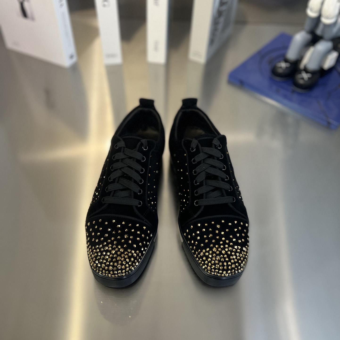 Christian Louboutin Men's Degralouis Junior Strass Flat Low-Top Sneakers - DopestKickz