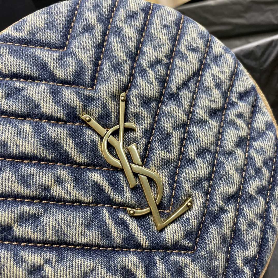 Saint Laurent Nile Round Matelassé Denim Bag (17-17-5.5cm) - DopestKickz