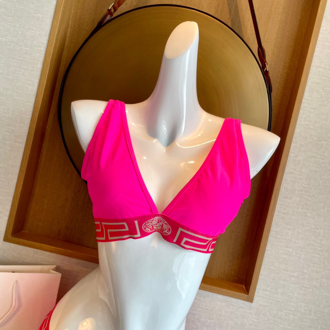 Versace Stretch Cotton Jersey Triangle Bra Top Suits For Women - DopestKickz