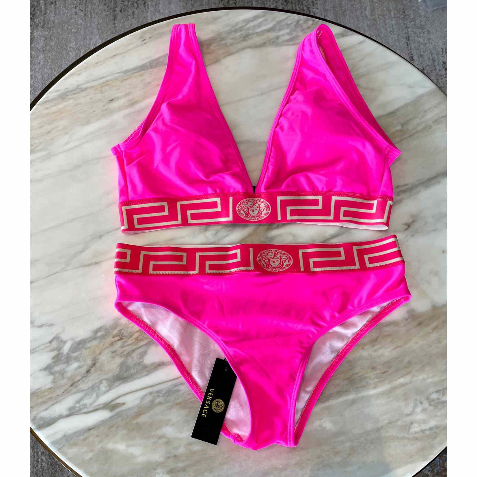 Versace Stretch Cotton Jersey Triangle Bra Top Suits For Women - DopestKickz