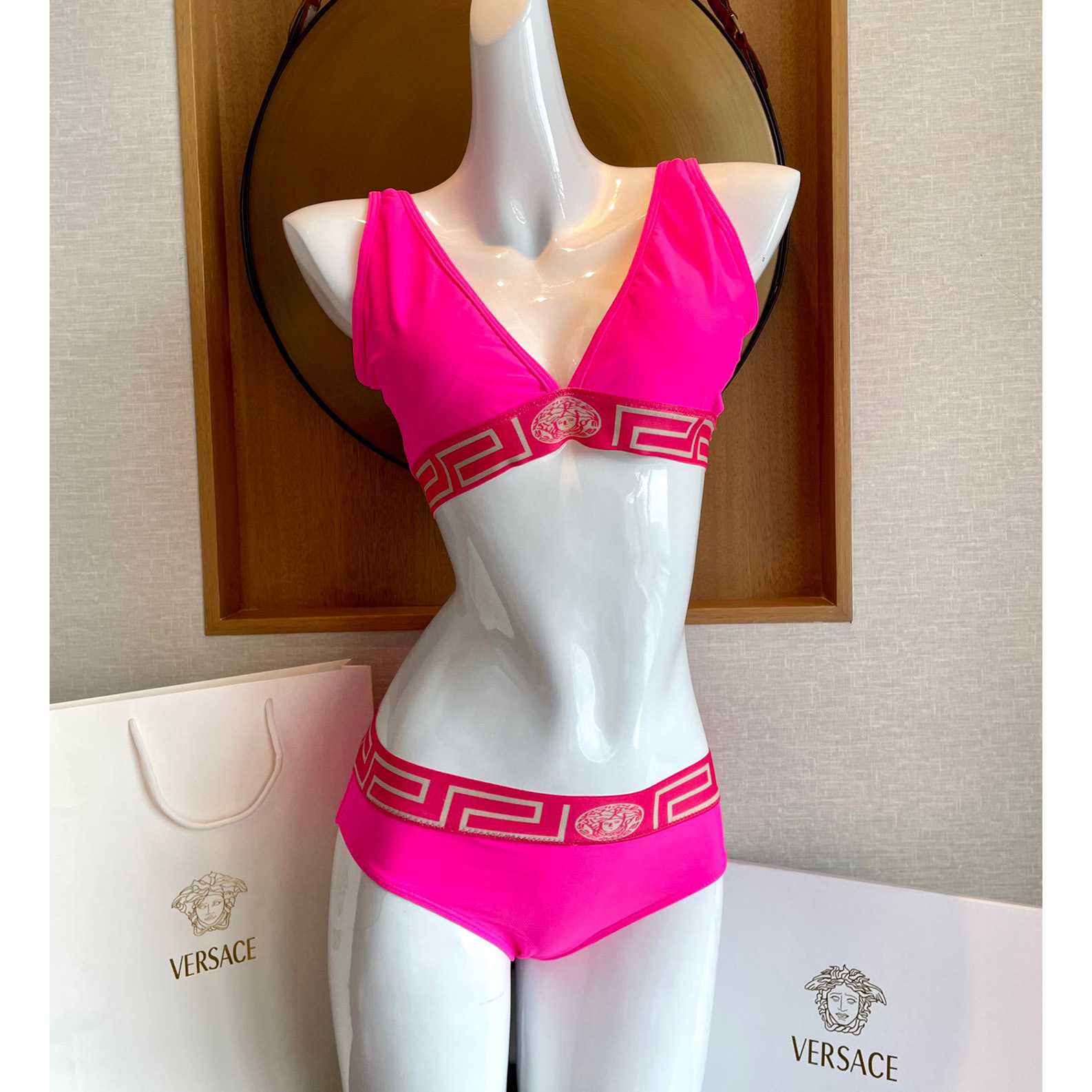 Versace Stretch Cotton Jersey Triangle Bra Top Suits For Women - DopestKickz