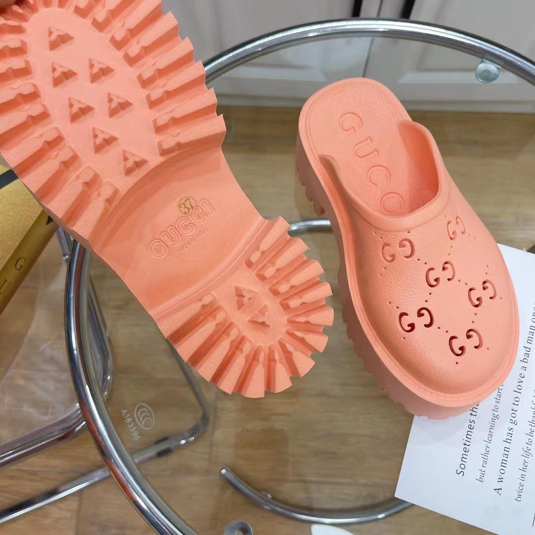 Gucci Pink Rubber Mules - DopestKickz
