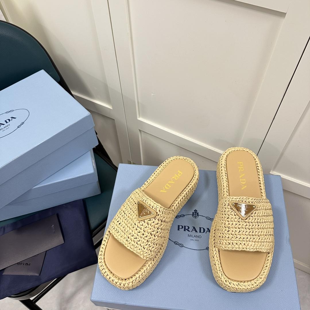 Prada Crochet Flatform Slides - DopestKickz