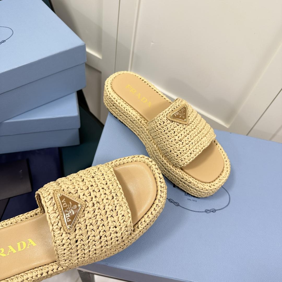 Prada Crochet Flatform Slides - DopestKickz