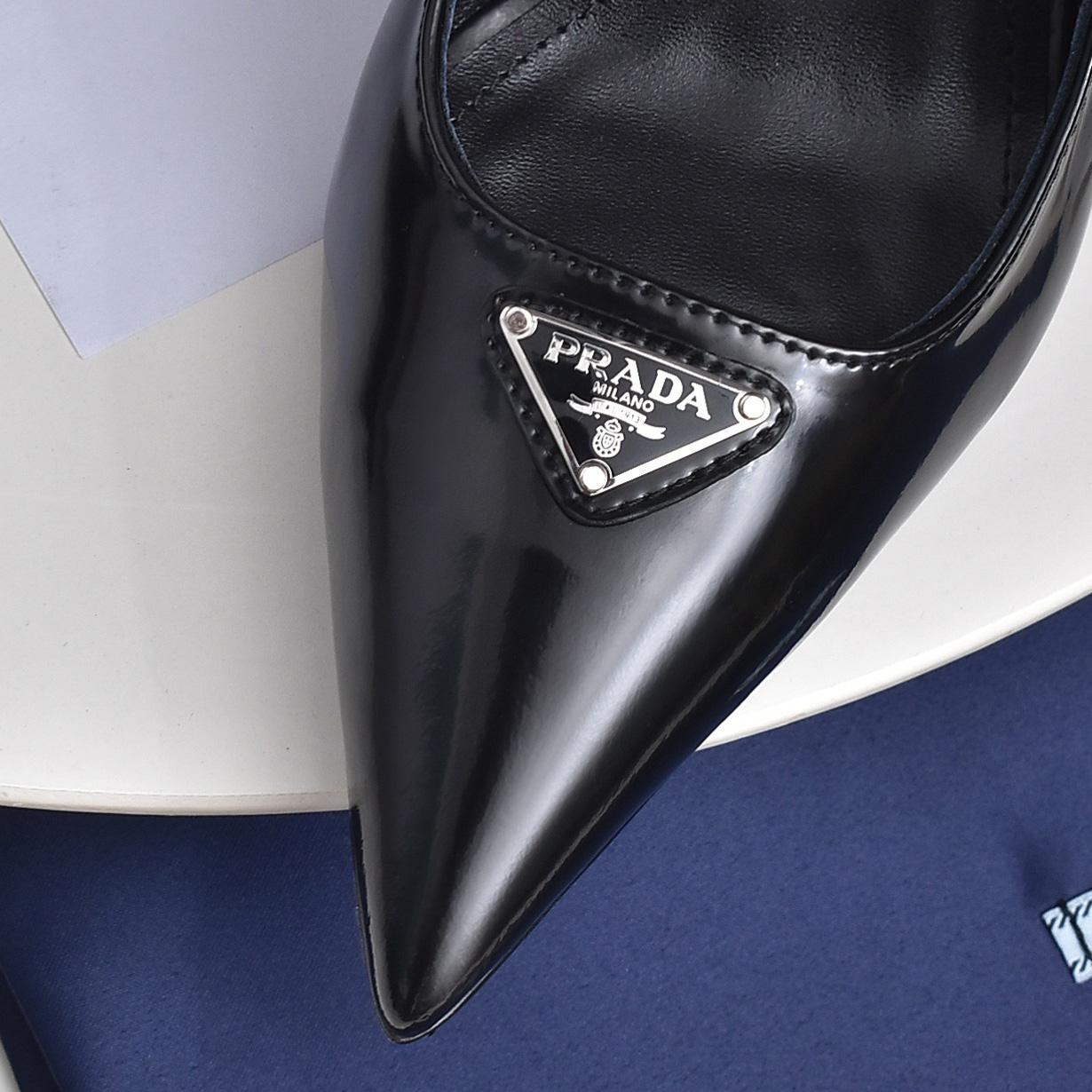 Prada Brushed Leather Slingback Pumps - DopestKickz