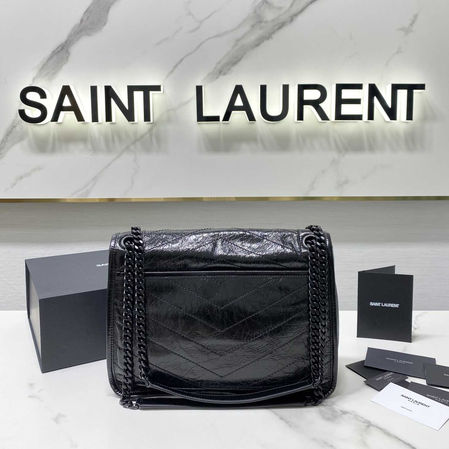 Saint Laurent Niki Medium Chain Bag In Crinkled Vintage Leather  - DopestKickz