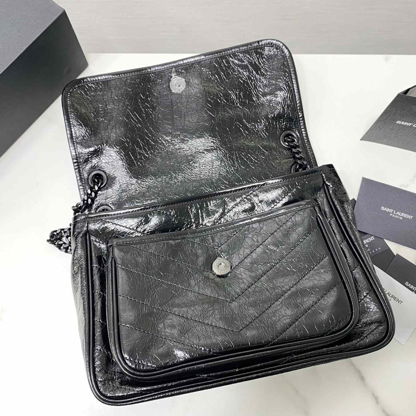 Saint Laurent Niki Medium Chain Bag In Crinkled Vintage Leather  - DopestKickz
