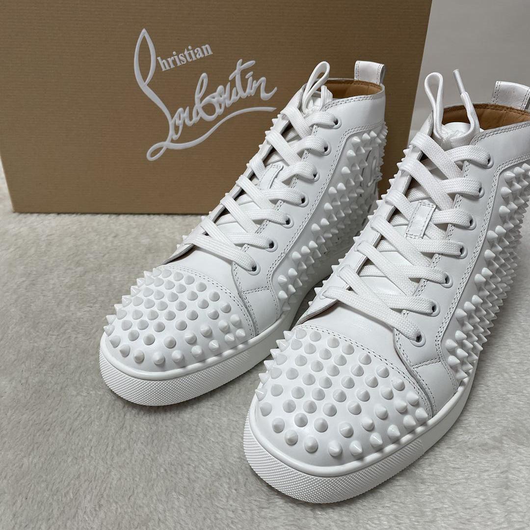 Christian Louboutin Louis Spikes Sneakers - Calf leather And Spikes - White - DopestKickz
