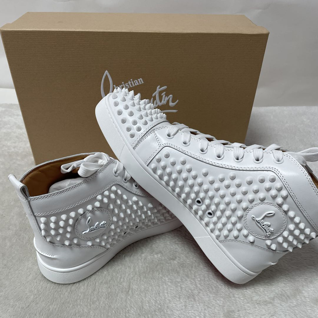 Christian Louboutin Louis Spikes Sneakers - Calf leather And Spikes - White - DopestKickz