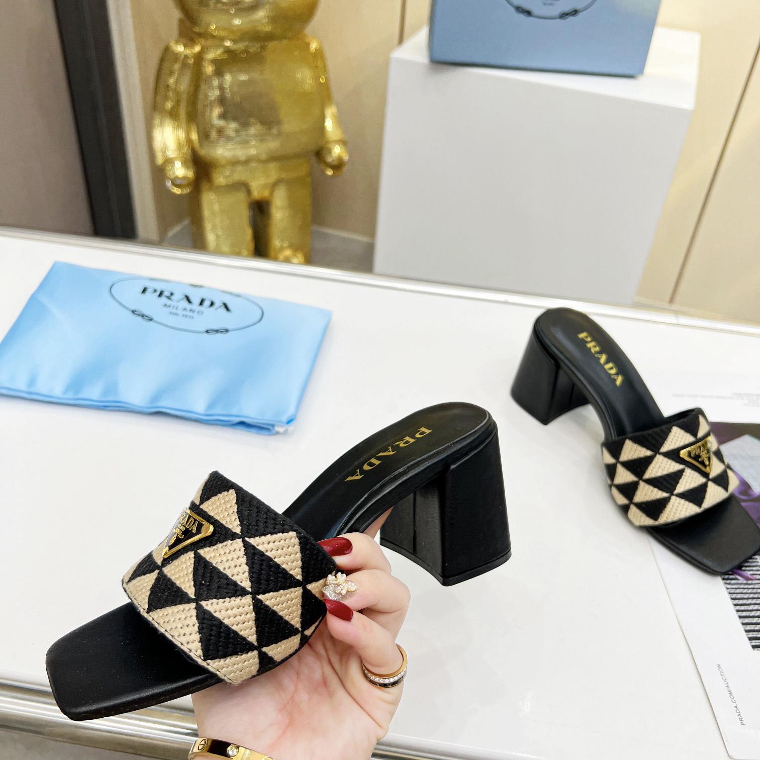 Prada Embroidered Fabric Sandals - DopestKickz