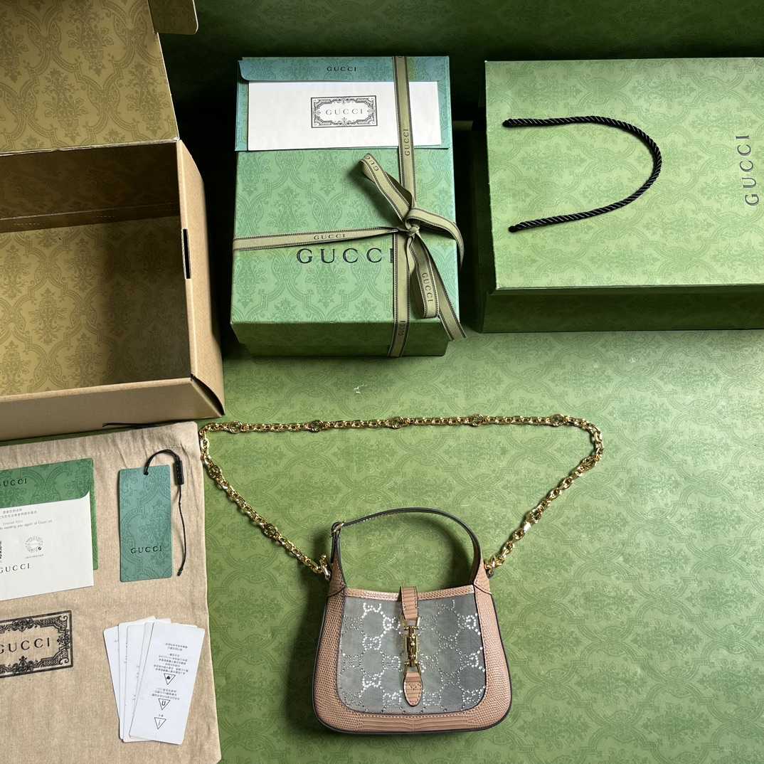 Gucci Jackie 1961 Mini Crystal GG Lizard Bag  (19x13x3cm) - DopestKickz