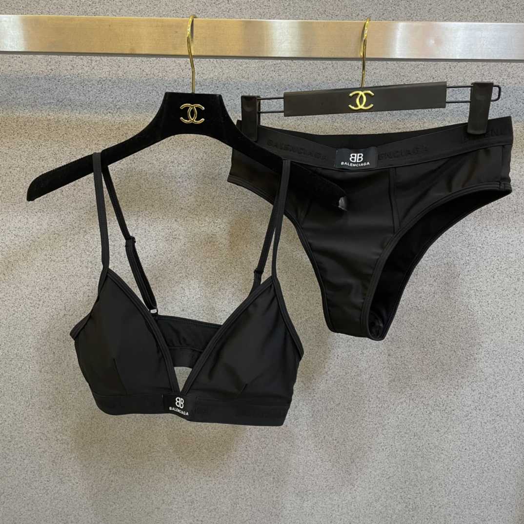 Balenciaga Sporty Bikini Set In Black - DopestKickz