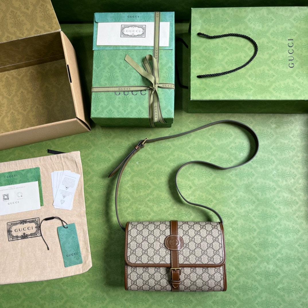 Gucci GG Messenger Bag With Interlocking G(25.4-17-7.8cm)    - DopestKickz