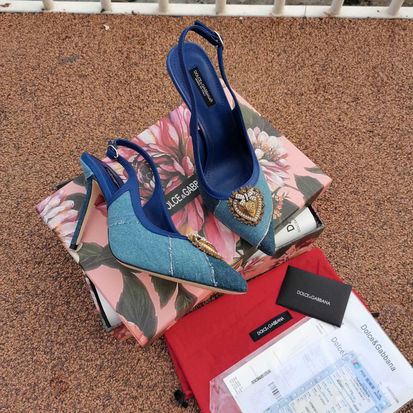 Dolce & Gabbana Devotion Slingbacks In Patchwork Denim - DopestKickz