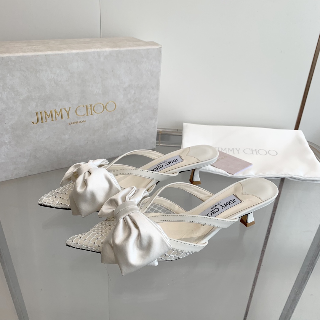 Jimmy Choo Flaca 50mm Bow-detail Leather Mules - DopestKickz