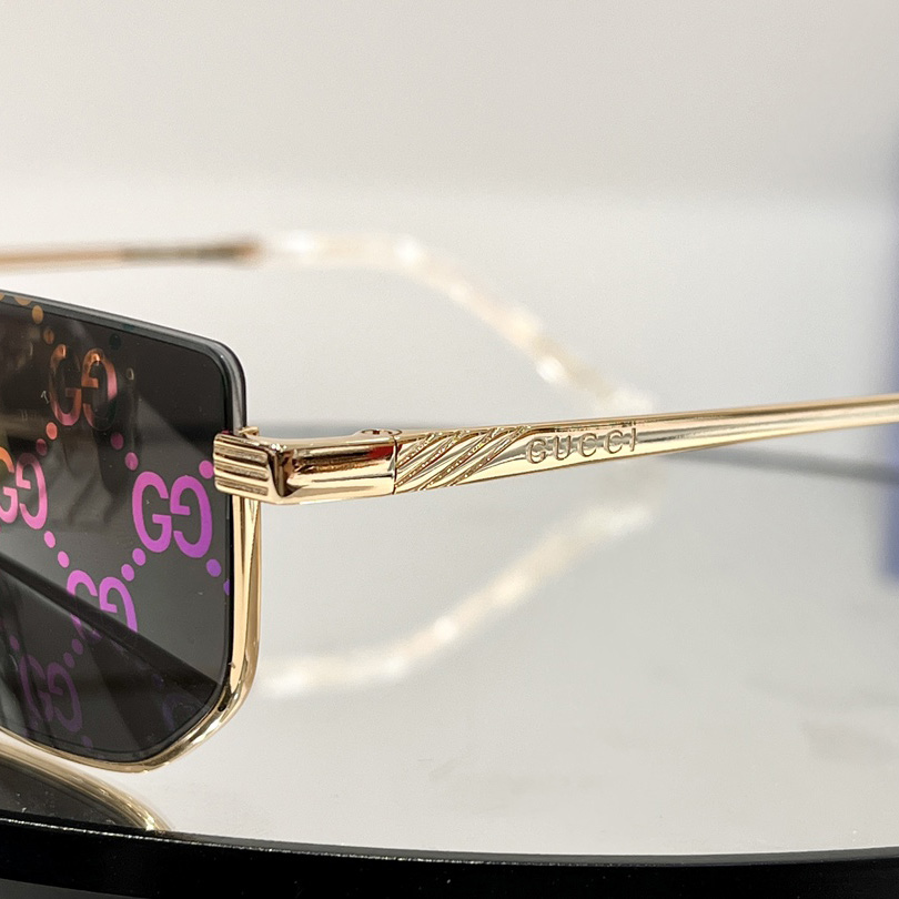Gucci Rectangle-Frame Gold-Tone Mirrored Sunglasses   GG0627S - DopestKickz