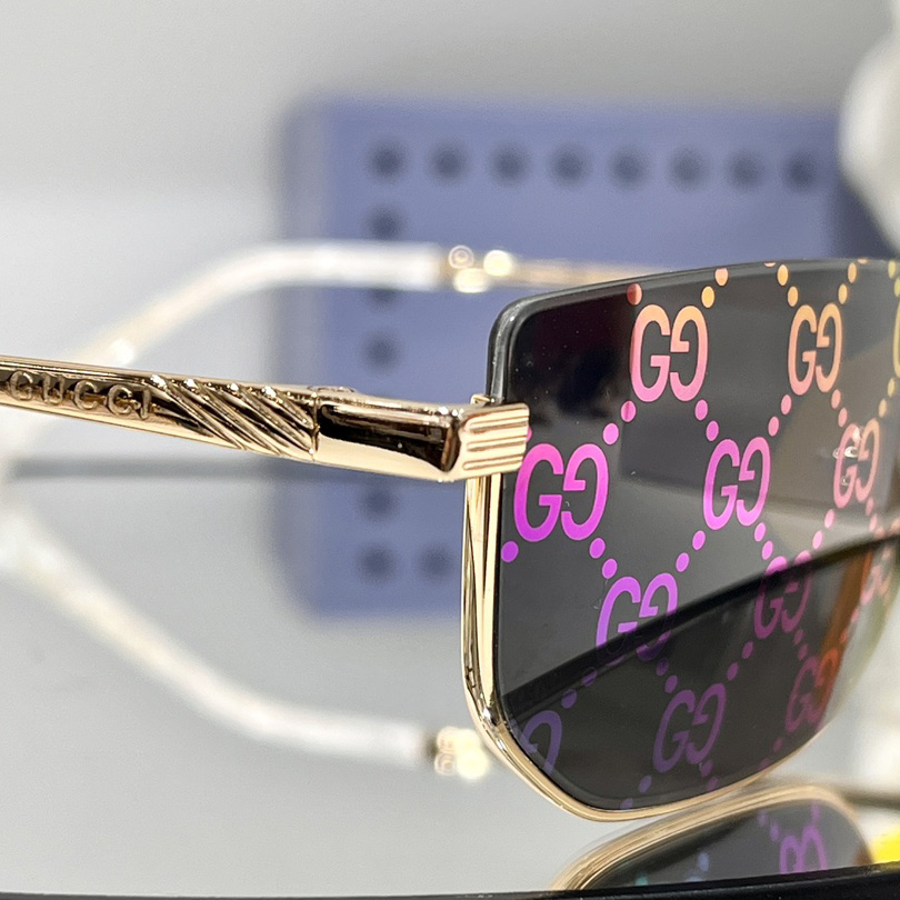Gucci Rectangle-Frame Gold-Tone Mirrored Sunglasses   GG0627S - DopestKickz