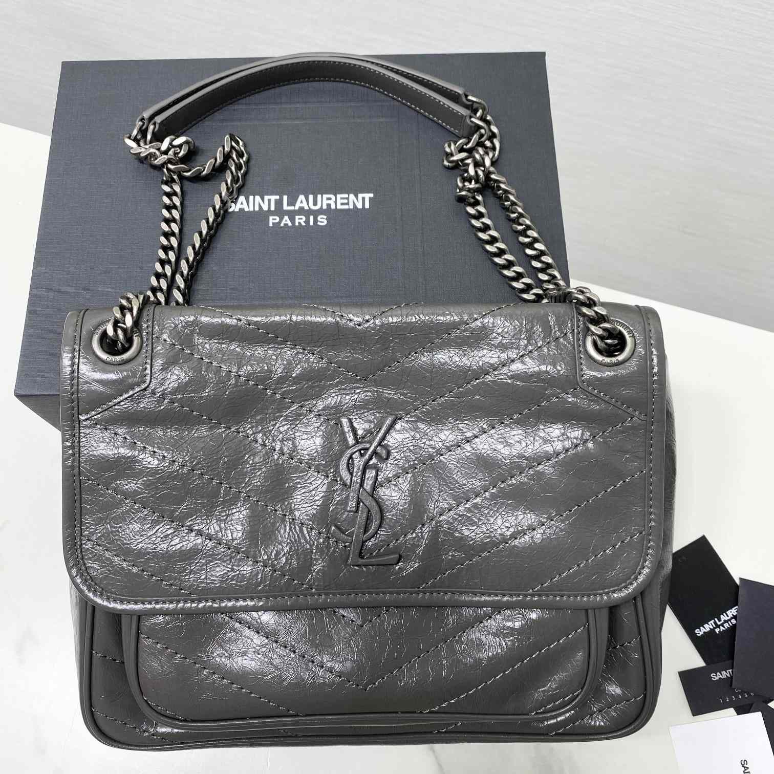 Saint Laurent Niki Medium Chain Bag In Crinkled Vintage Leather  - DopestKickz