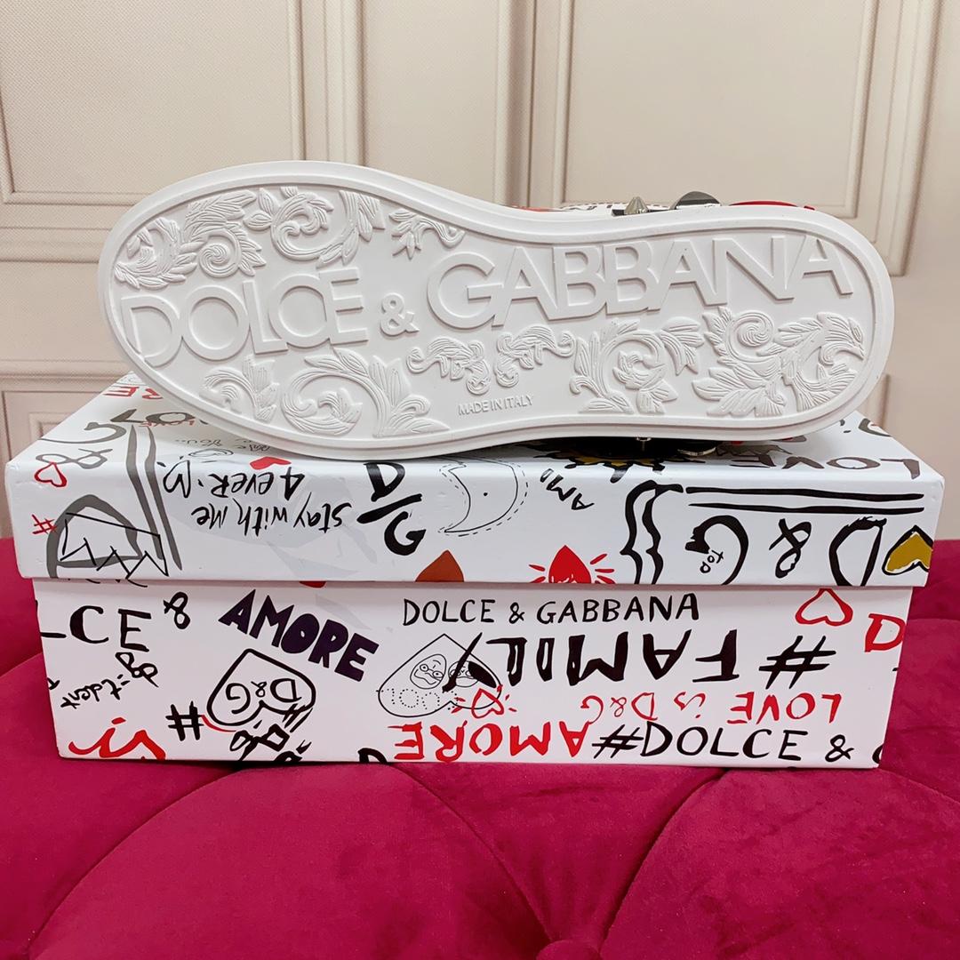 Dolce & Gabbana Calfskin Portofino Sneakers With Embroidery And Studs - DopestKickz