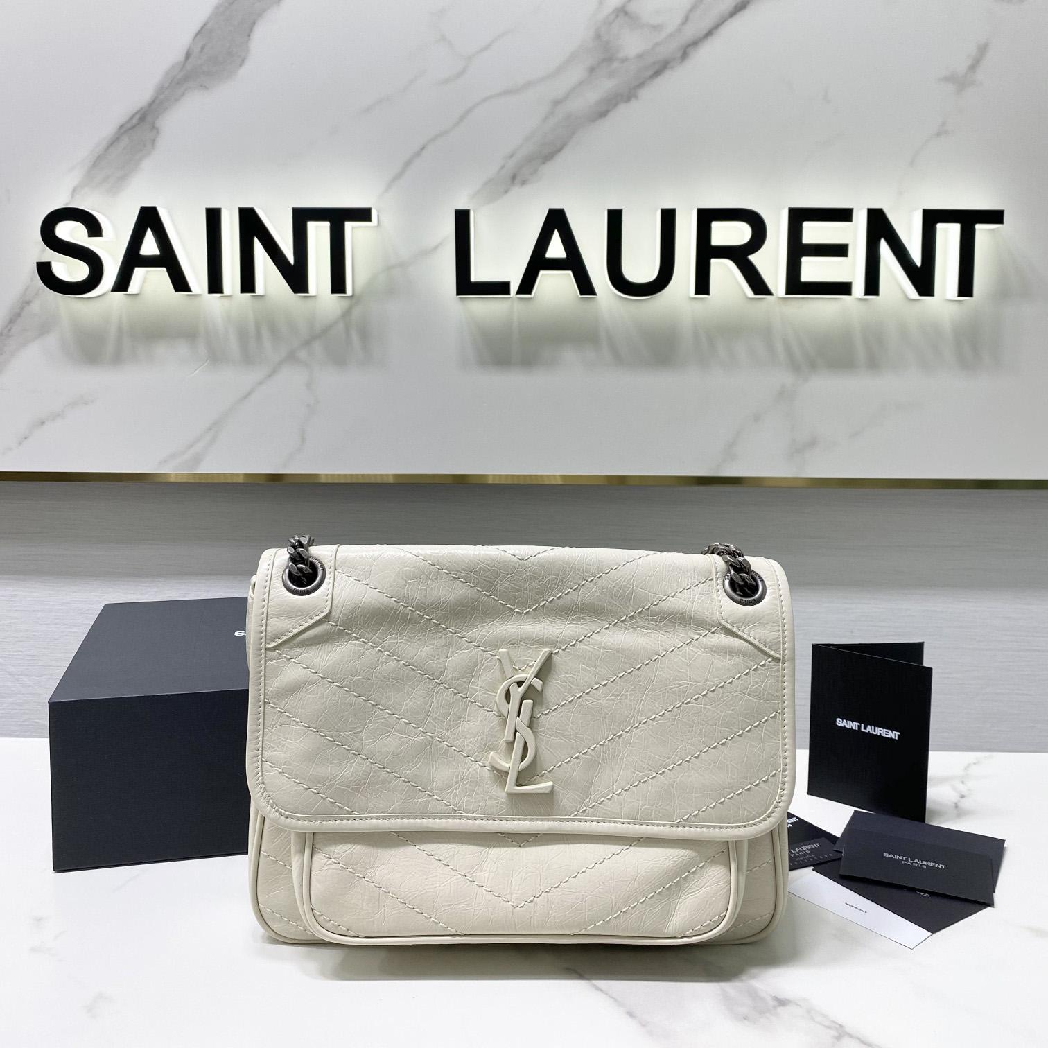Saint Laurent Niki Medium Chain Bag In Crinkled Vintage Leather  - DopestKickz