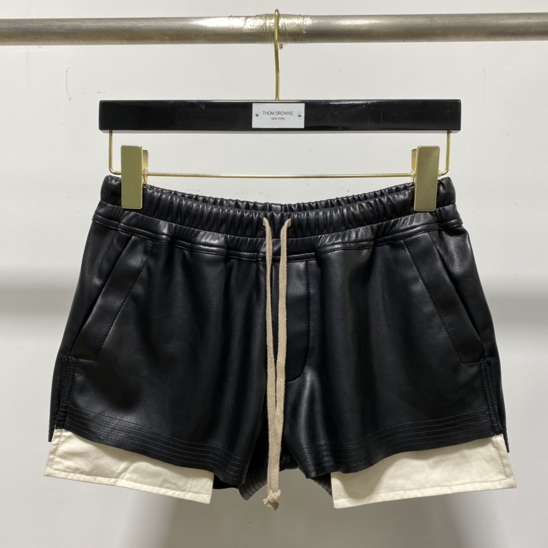Rick Owens Black Boxer Leather Shorts - DopestKickz