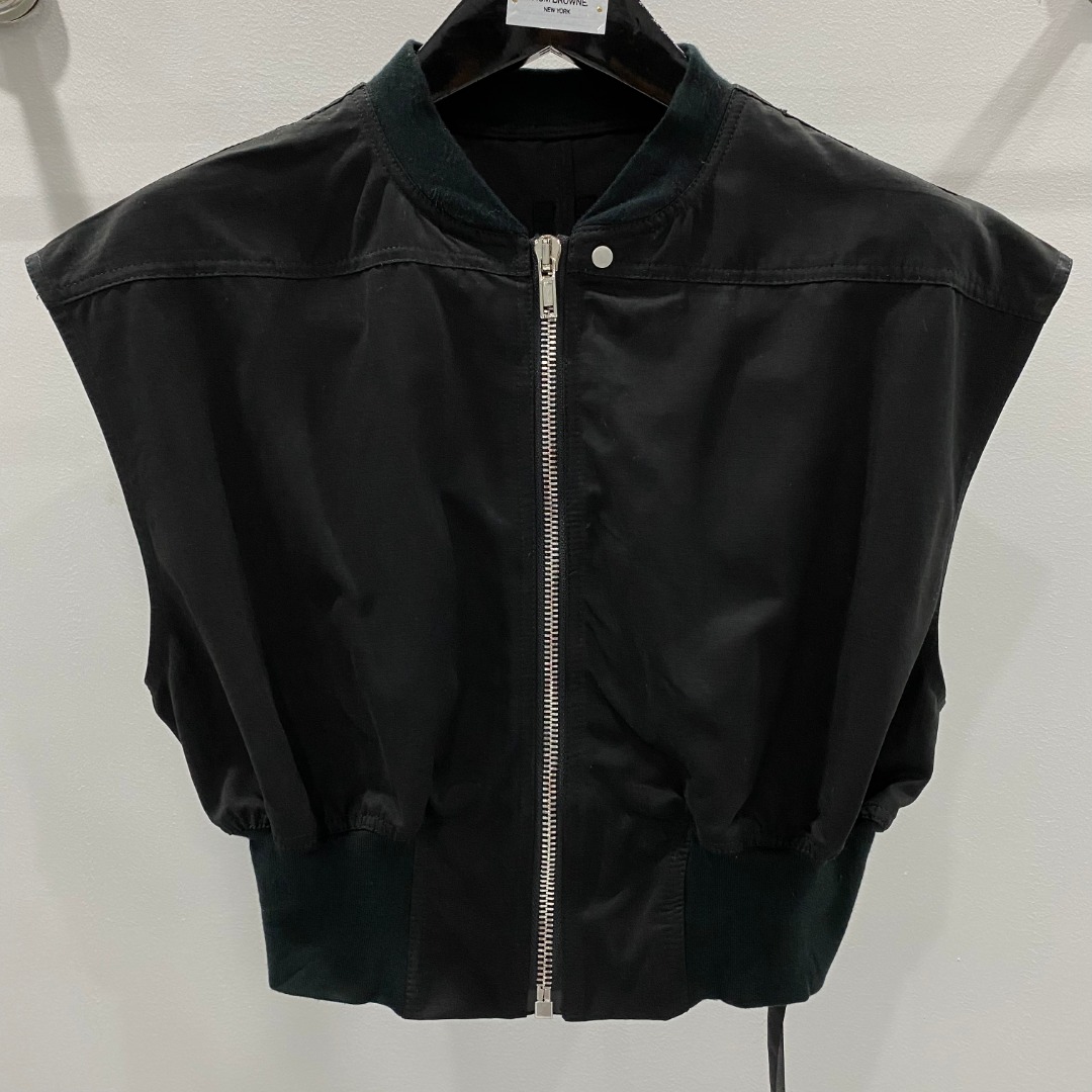 Rick Owens Drkshdw Black Sleeveless Cropped Bomber Jacket - DopestKickz