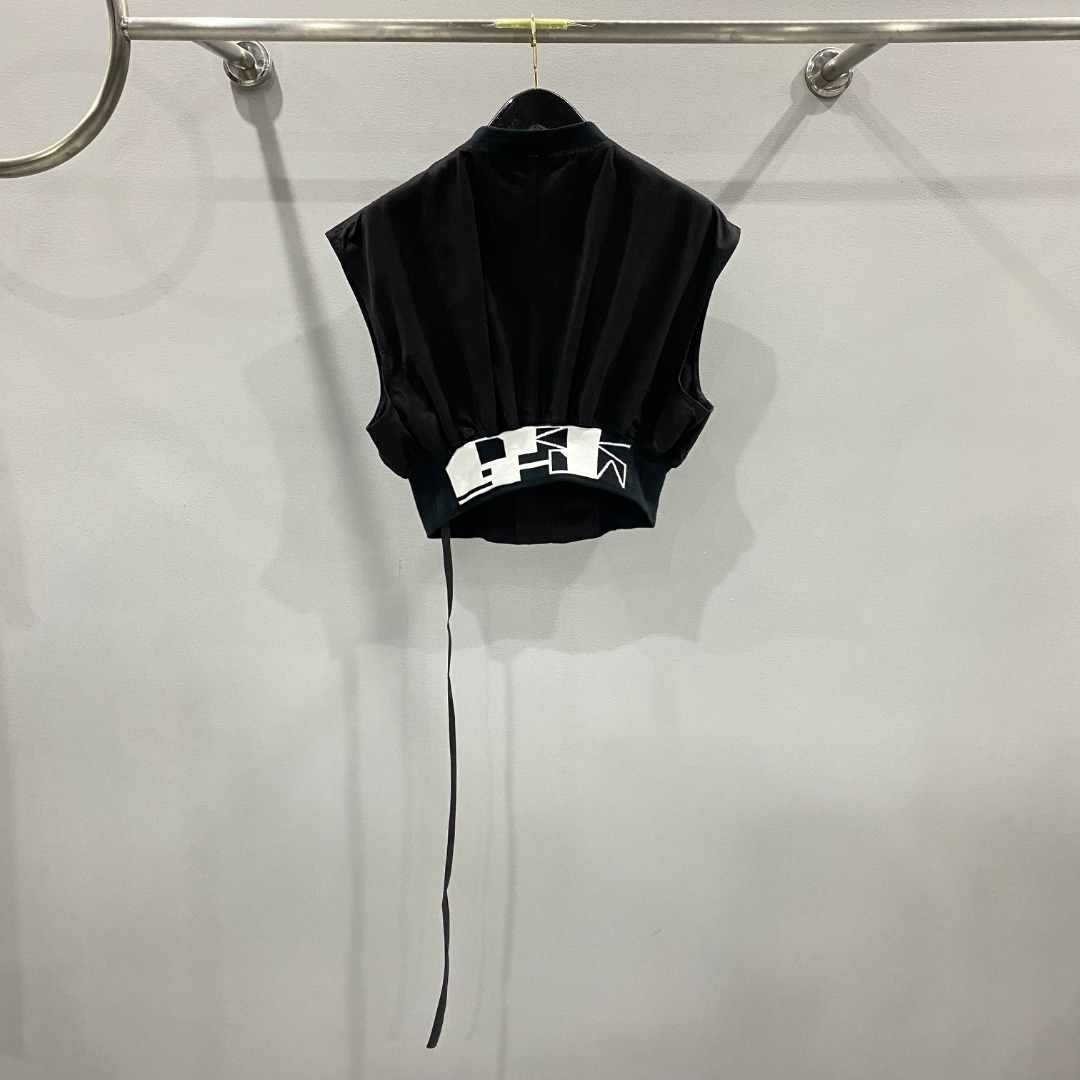 Rick Owens Drkshdw Black Sleeveless Cropped Bomber Jacket - DopestKickz