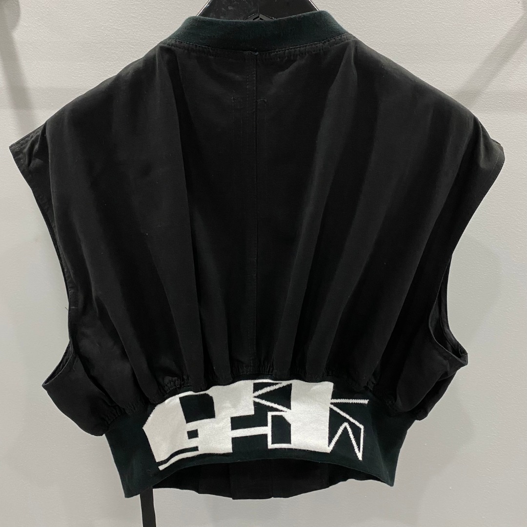 Rick Owens Drkshdw Black Sleeveless Cropped Bomber Jacket - DopestKickz