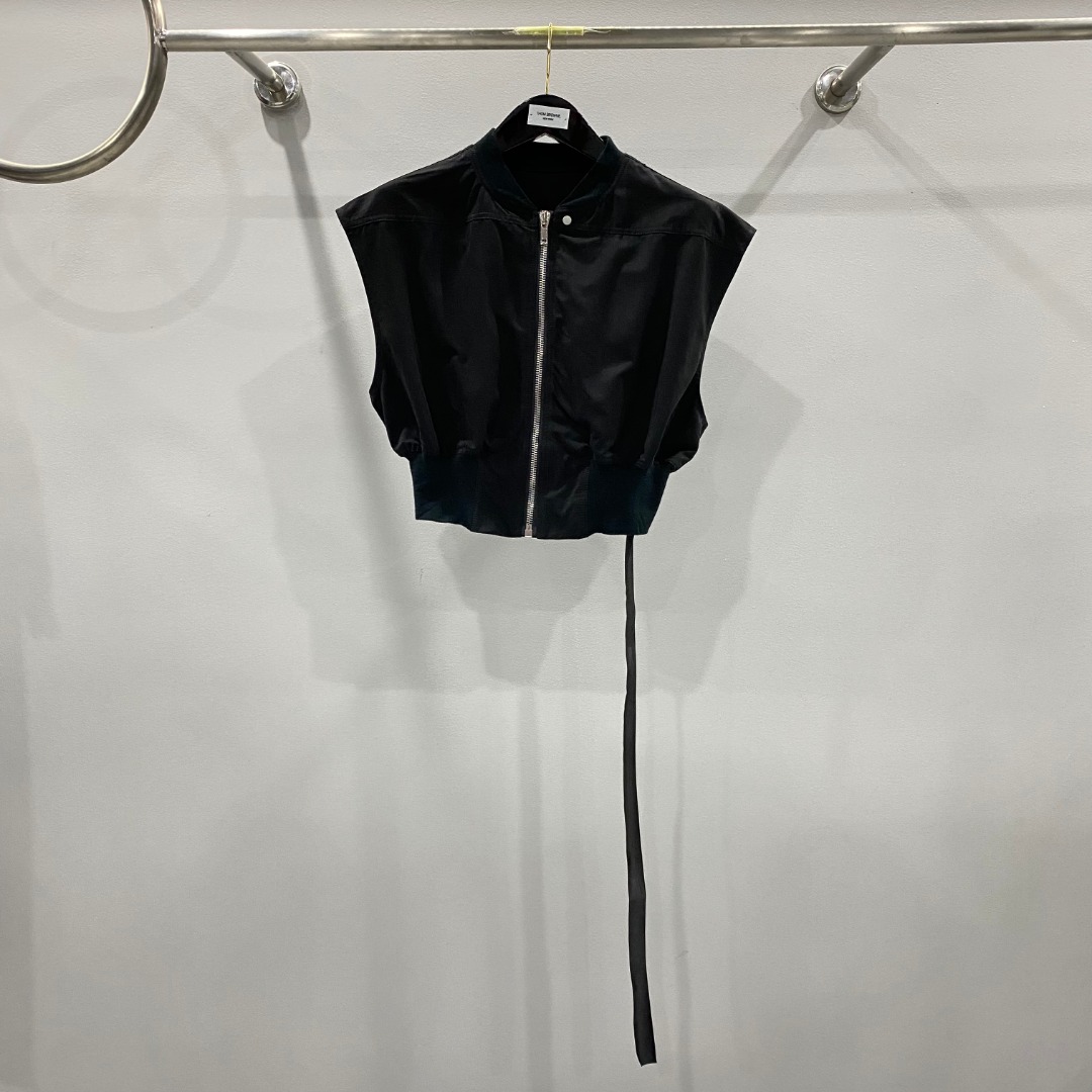 Rick Owens Drkshdw Black Sleeveless Cropped Bomber Jacket - DopestKickz