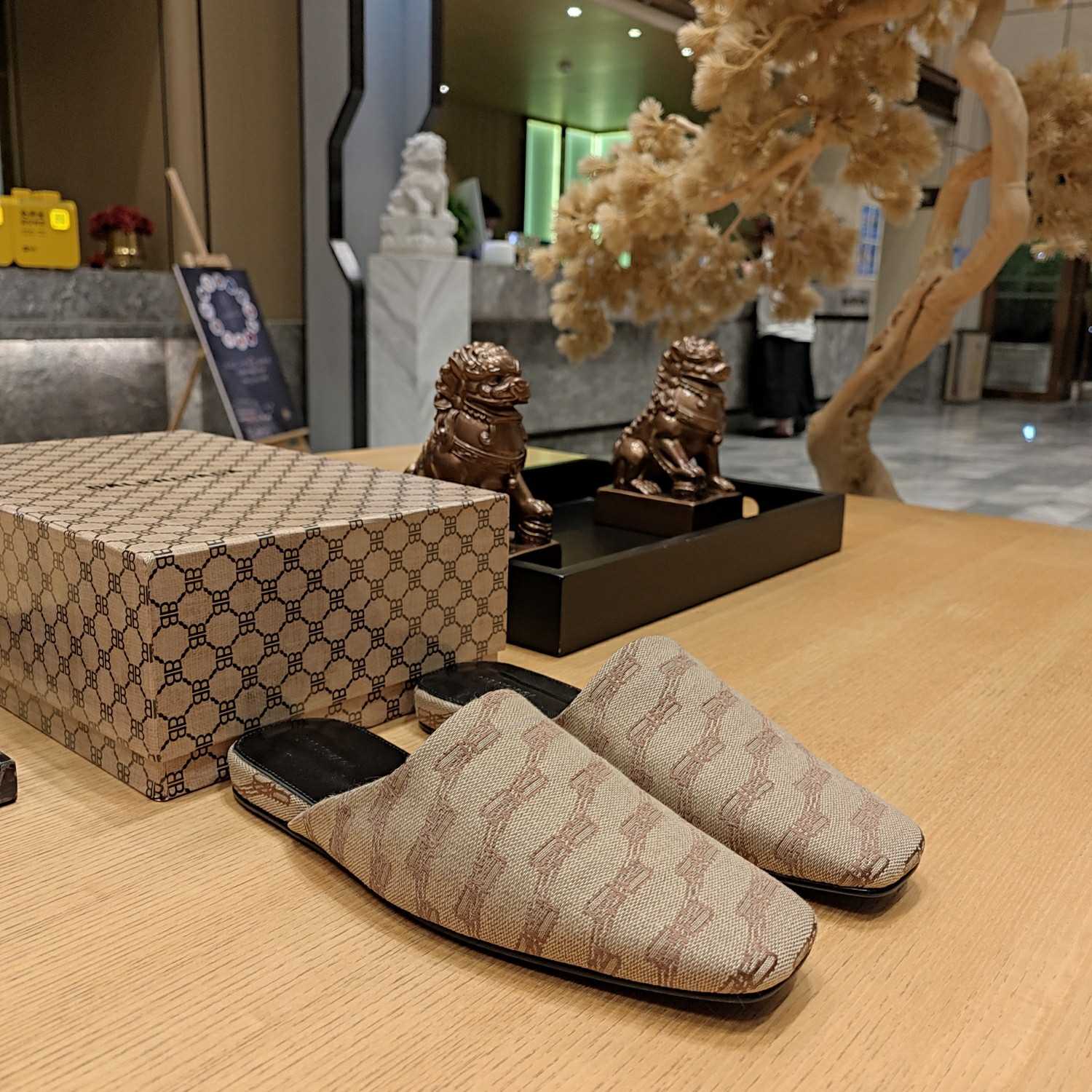 Balenciaga Women's Cosy Mule BB Monogram In Beige  - DopestKickz