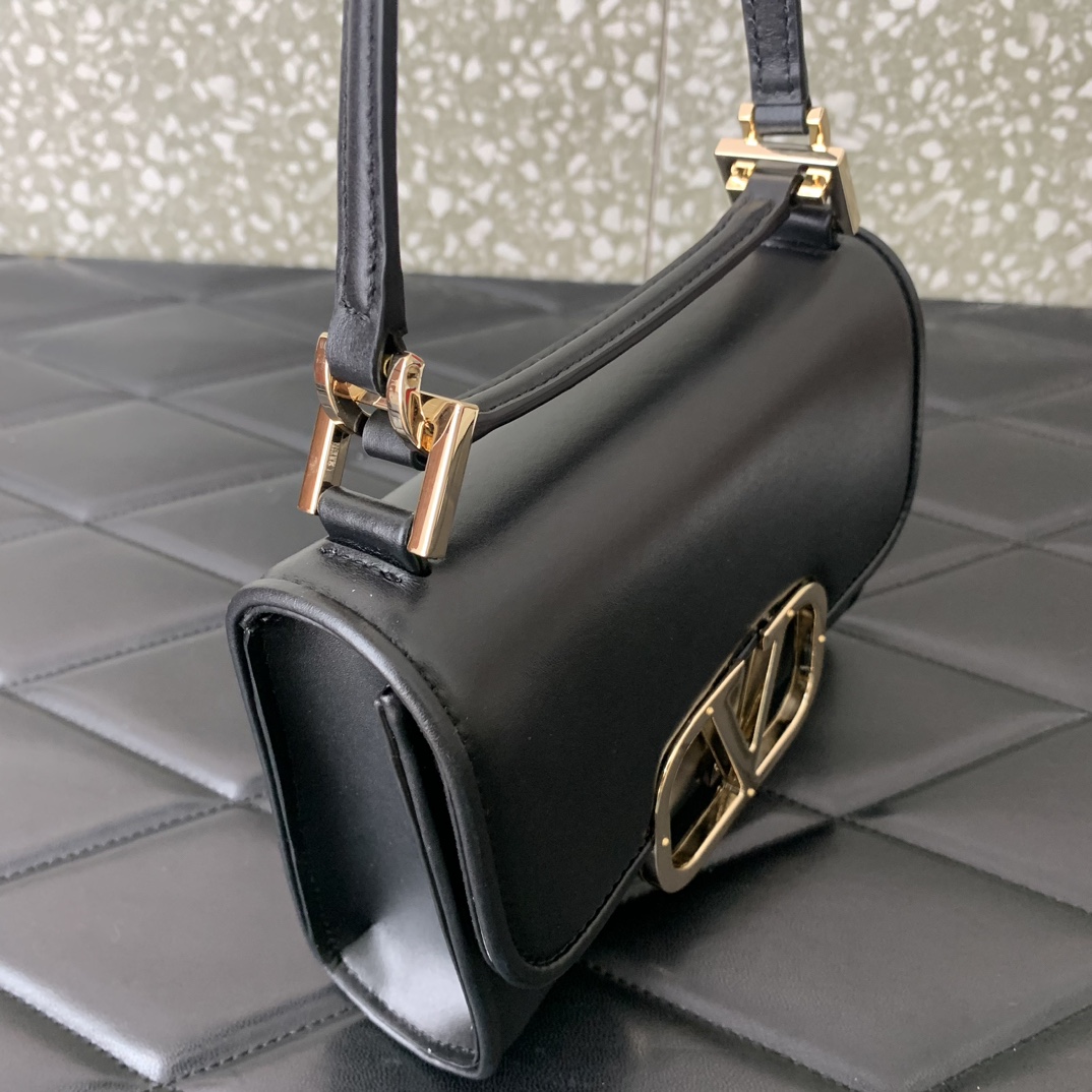 Valenti Small VLogo Type Shoulder Bag In Calfskin - DopestKickz