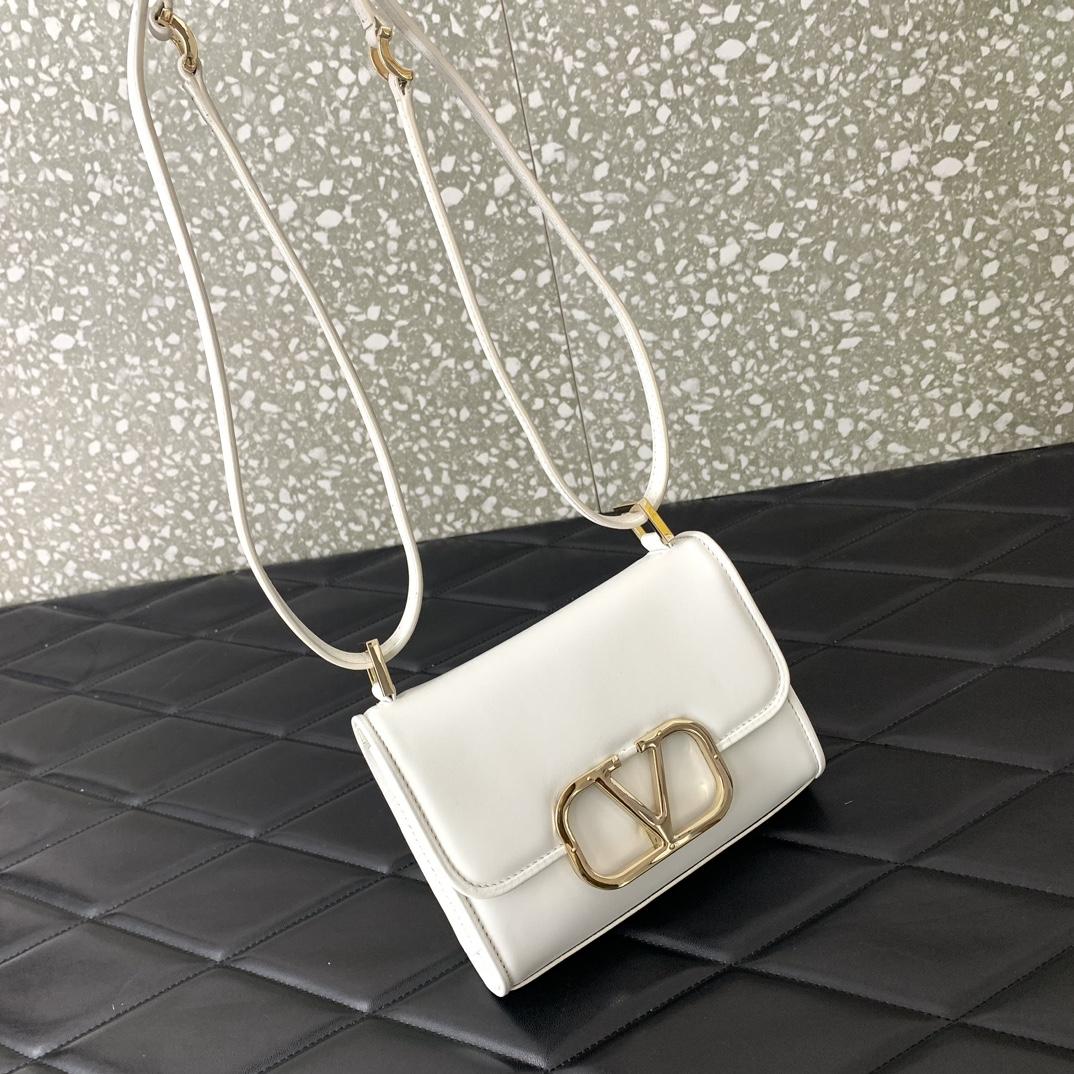 Valenti Small VLogo Type Shoulder Bag In Calfskin - DopestKickz
