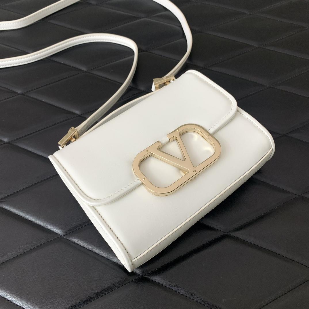 Valenti Small VLogo Type Shoulder Bag In Calfskin - DopestKickz