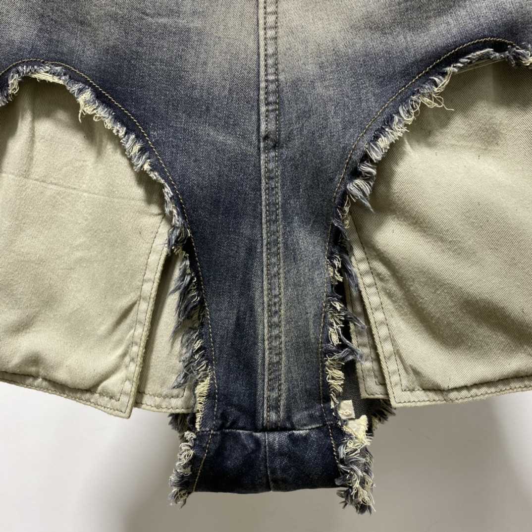 Rick Owens High Cut Denim Shorts - DopestKickz
