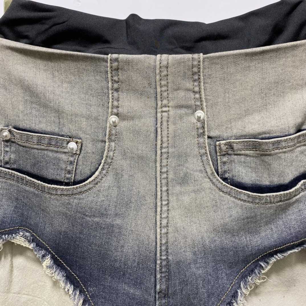 Rick Owens High Cut Denim Shorts - DopestKickz