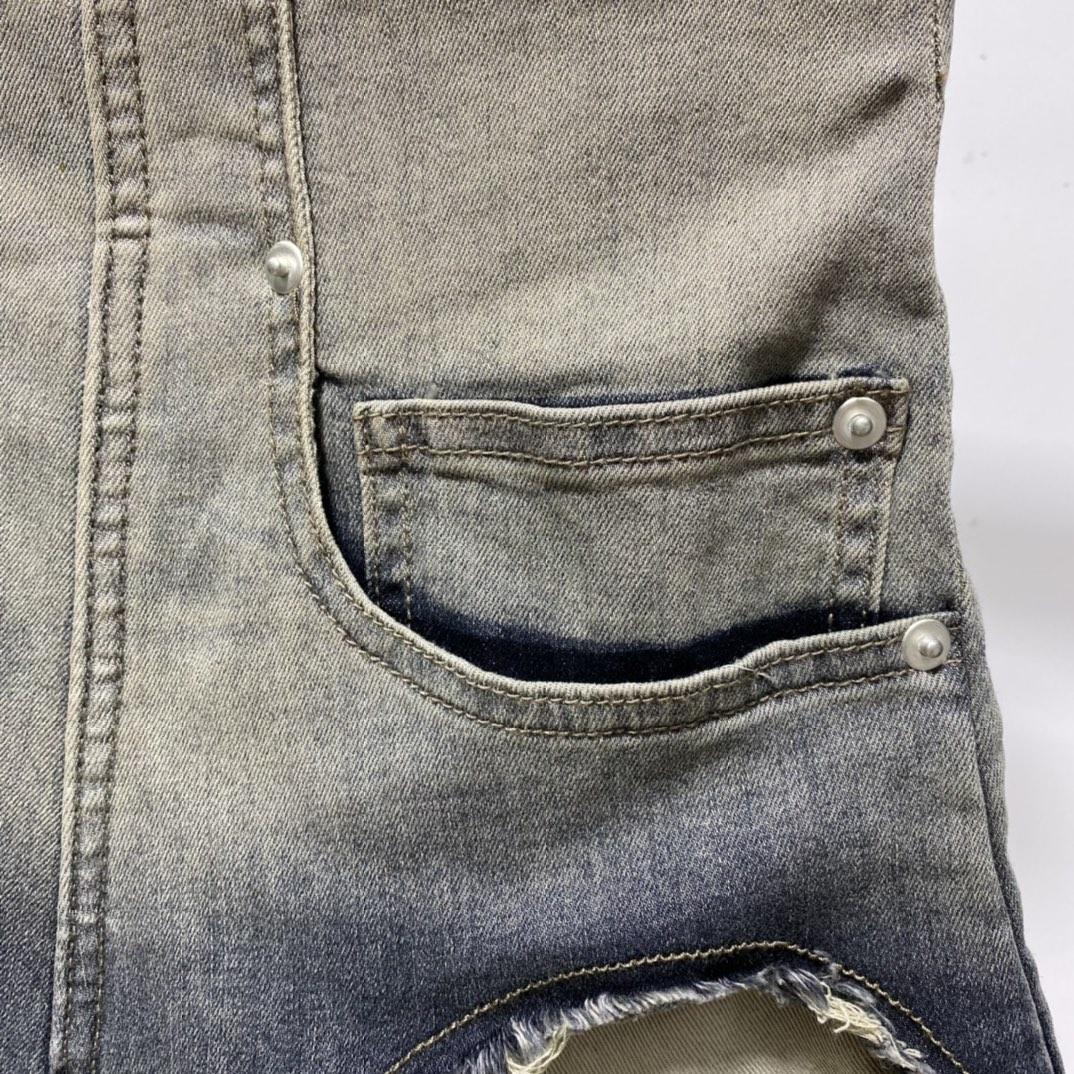 Rick Owens High Cut Denim Shorts - DopestKickz