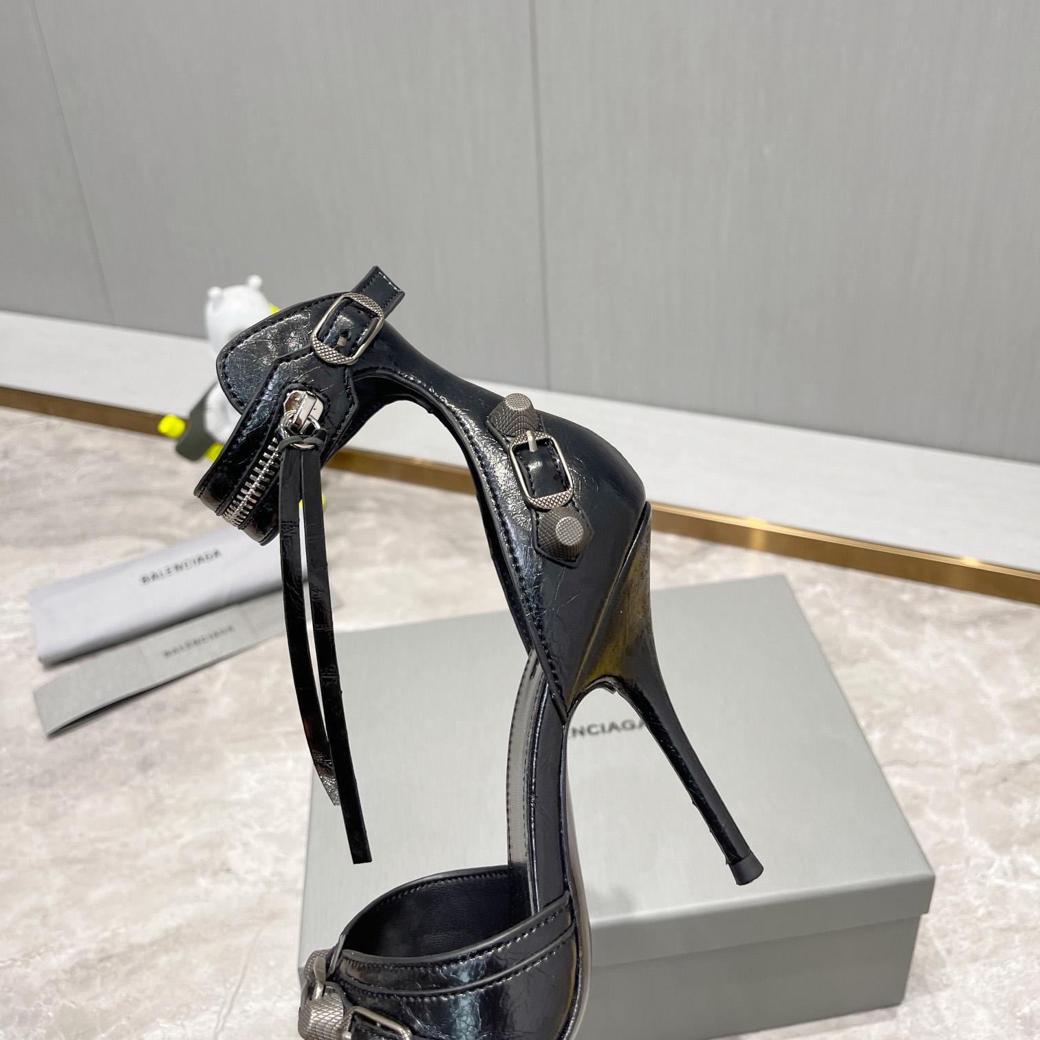 Balenciaga Cagole 110mm Sandal In Black Arena Lambskin - DopestKickz