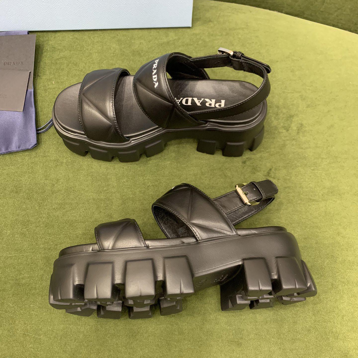 Prada Monolith Leather Sandals - DopestKickz